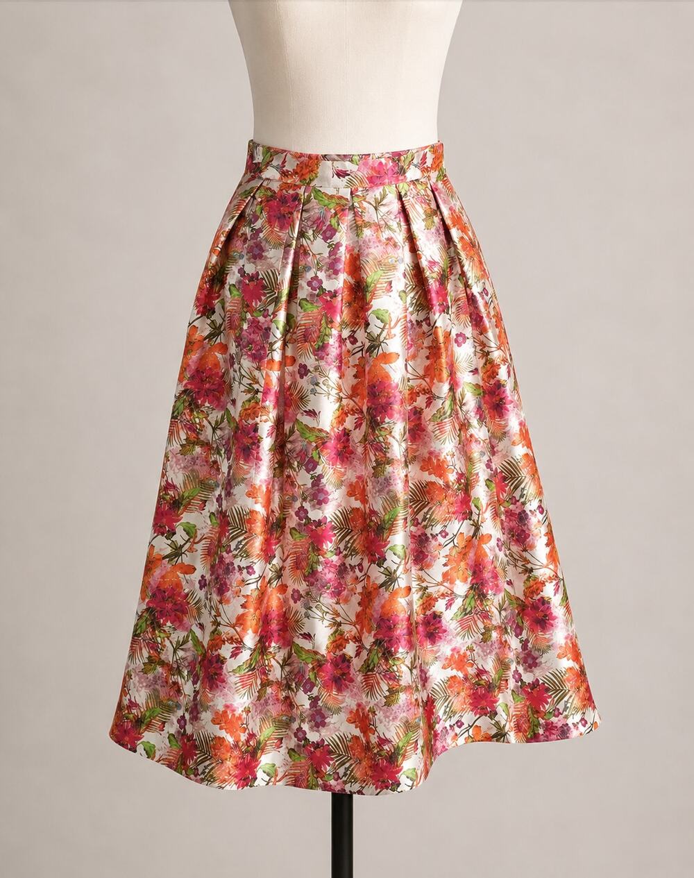 Champagne & Strawberries | Floral Skirt A Line Small Orange Flared